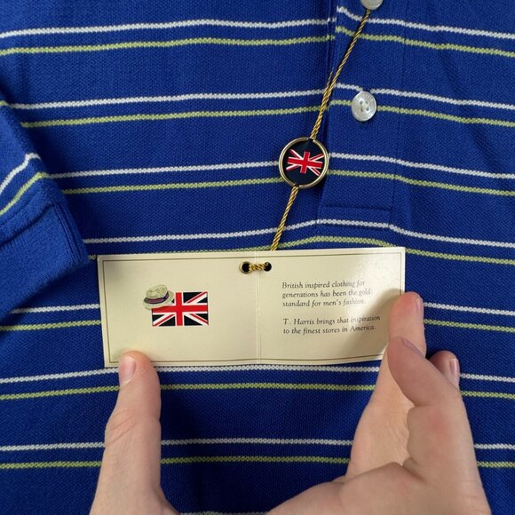 NWT T Harris Polo Shirt Mens XL Short Sleeve Casual Basic Preppy Rugby Striped - Picture 11 of 13